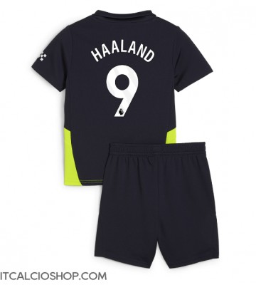 Manchester City Erling Haaland #9 Seconda Maglia Bambino 2024-25 Manica Corta (+ Pantaloni corti)